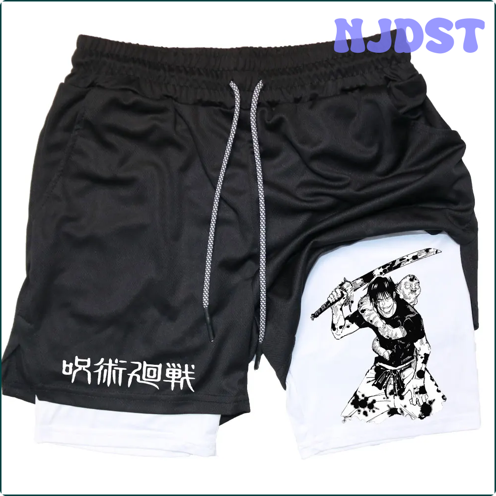 Njdst Phim Hoạt Hình Hiệu Suất Quần Short Toji nam in Phòng Tập Thể Dục quần soóc thể thao đơn giản 