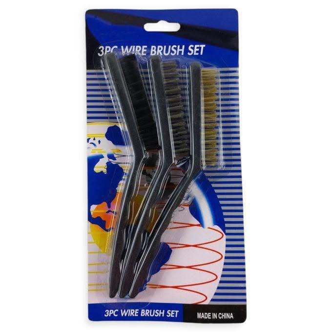 Bộ 3 bàn chải sắt, cước, đồng cán nhựa chuyên đánh rỉ sét 9 inch PVN4653