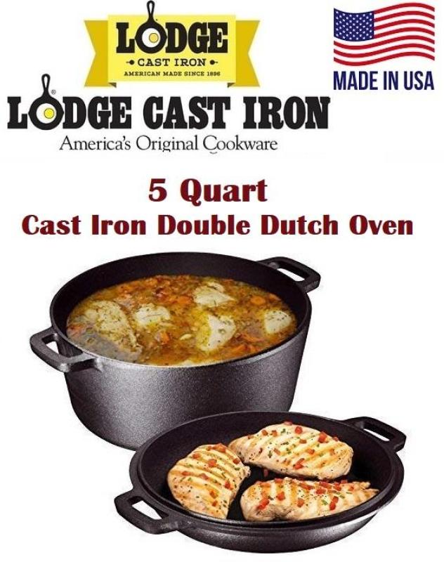 Lodge 5 Quarts Cast Iron Double Dutch Oven Singapore