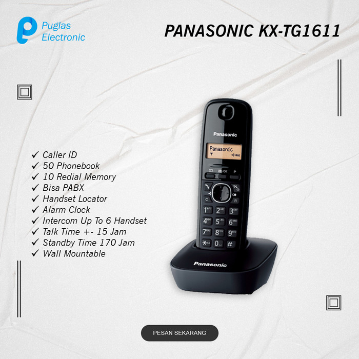 TELEPON WIRELESS PANASONIC KX-TG1612 (2 HANDSET) BELGIE-Shelishop13 Harga  986,000 Ringgit*Penghantaran Percuma