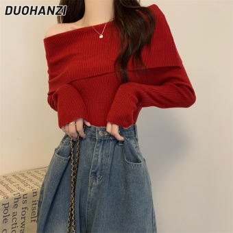 Duohanzi sexy quây phong cách lười biếng Áo sơ mi mặc trong nữ bên trong cổ áo len hàng đầu nữ