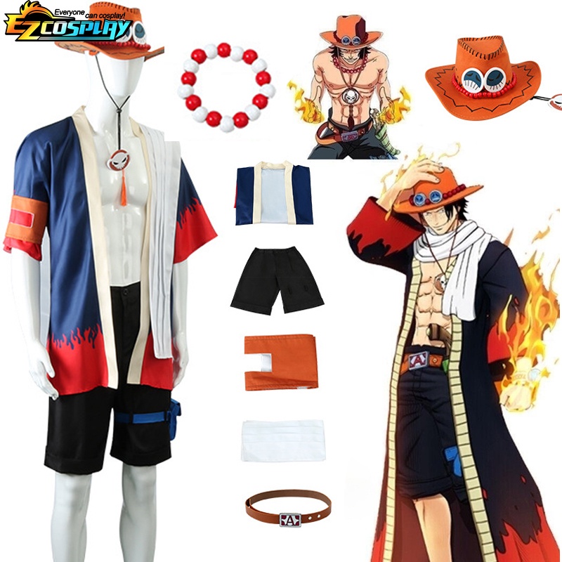 One Piece Portgas Ace Cosplay Costumes Anime Kimono Uniform