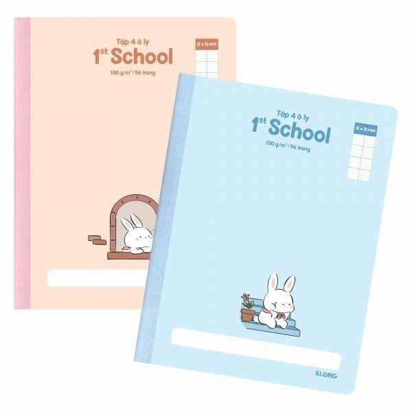 Tập 4 ô ly 96tr MS081 Vở Klong học sinh ô caro (2x2)mm kích thước (156 x 205)mm size A5 lỡ 100GSM chất giấy dày dặn bìa pastel