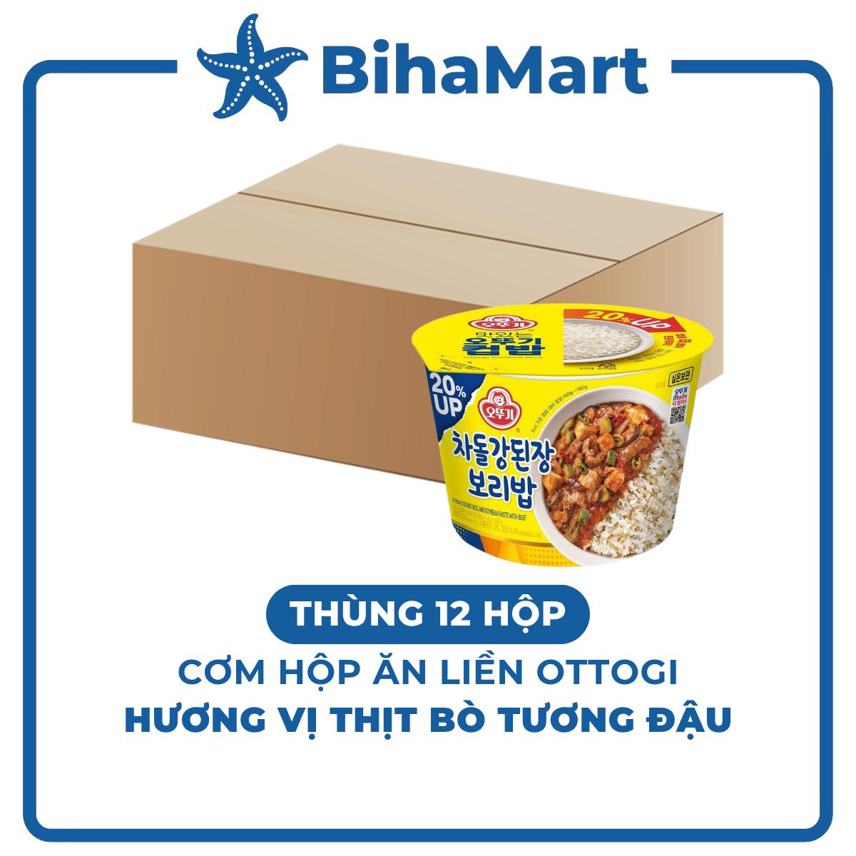 [THÙNG 12 HỘP] - OTOKI - Cơm hộp ăn liền Ottogi hương vị Thịt bò tương đậu, Cơm thịt bò tương đậu Ottogi Hàn Quốc (180g/hộp)