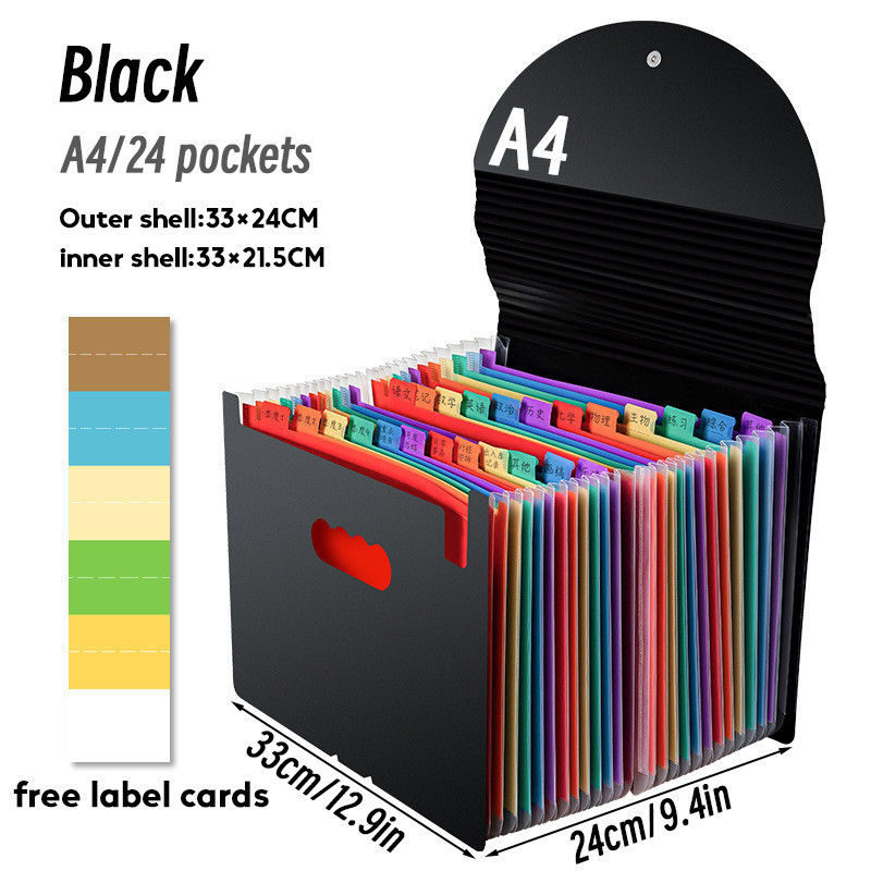 Legal File Folder 24 Pockets Expanding File Folder Works Accordion Office A4/Long Document Organizer