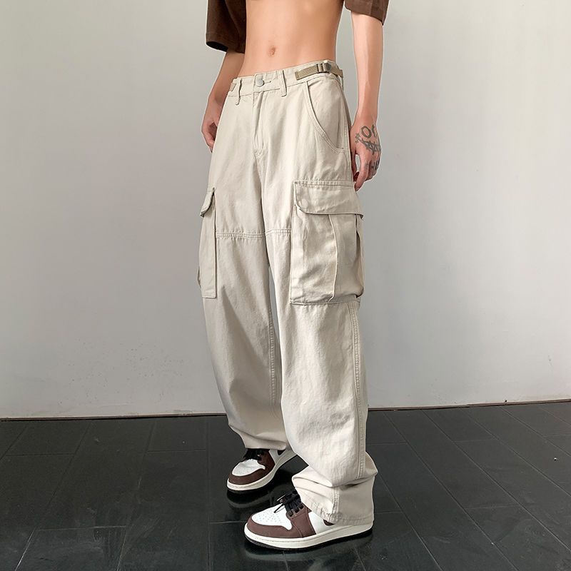 Streetwear White Cargo Pants Men Oversize Wide Pants Harajuku