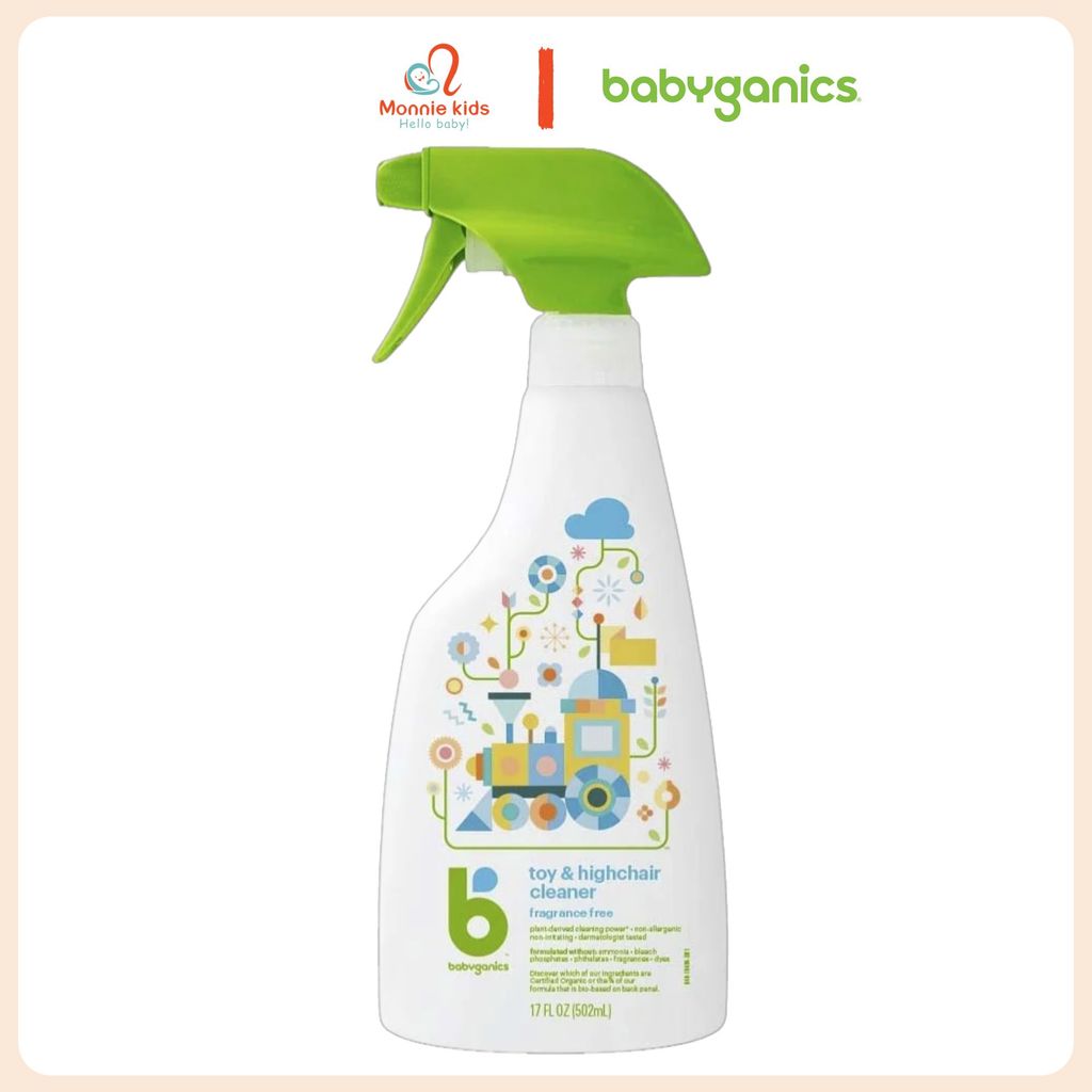 Xịt khử khuẩn đồ dùng Babyganics cho bé 502ml, dung dịch khử trùng hữu cơ an toàn - Monnie Kids