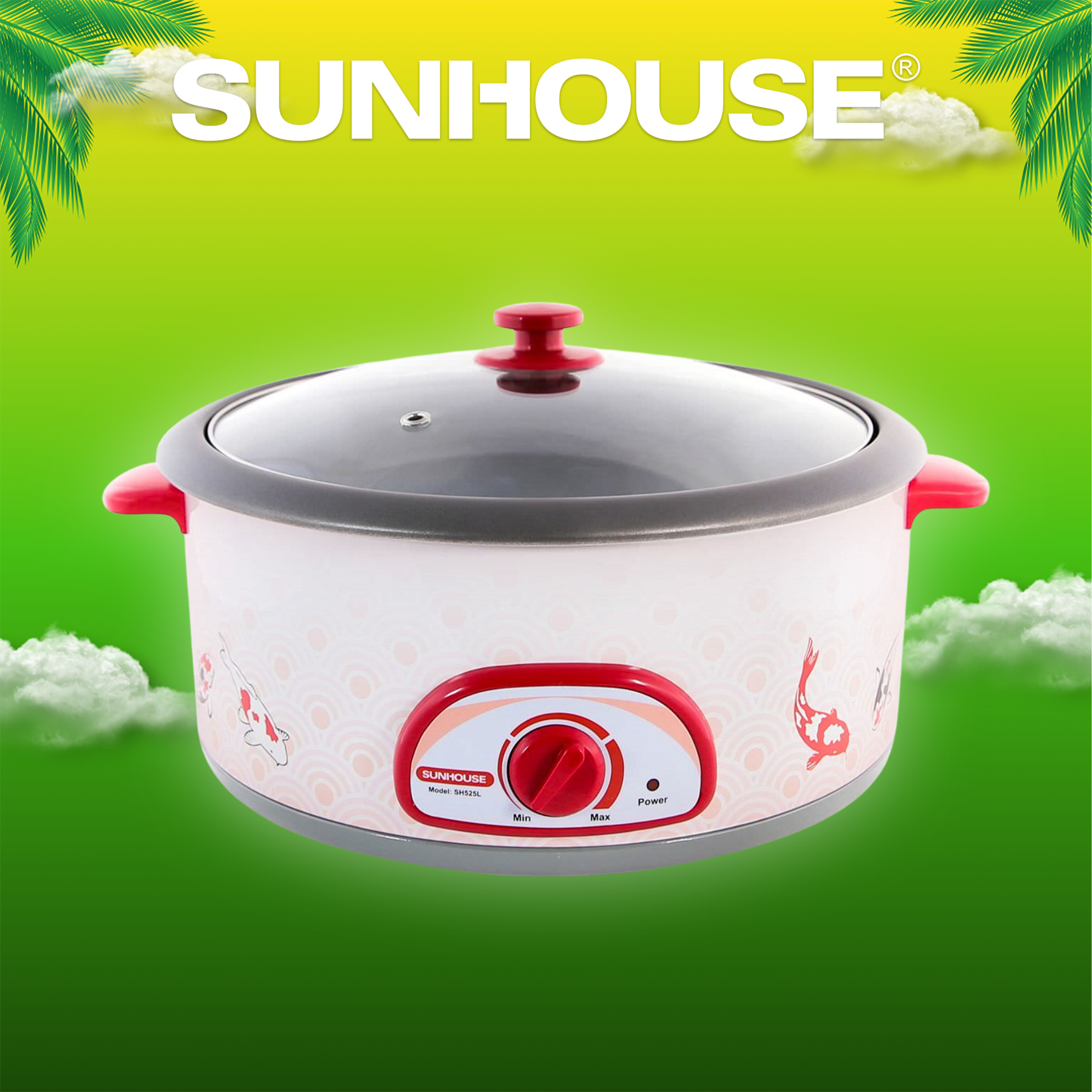 Nồi lẩu điện 4l sunhouse sh525l - bảo hành chính hãng 12 tháng
