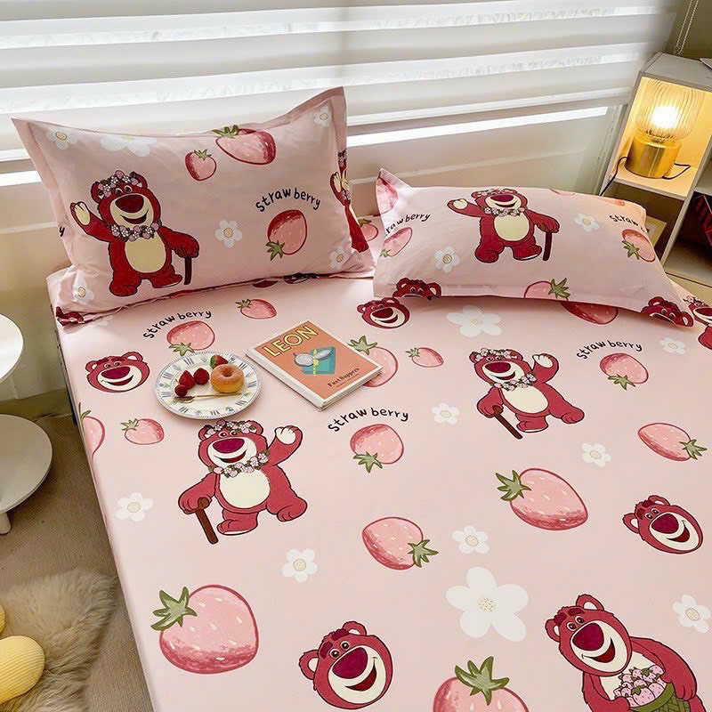 Bộ ga gối cotton poly m6/m8 ga giường kèm 2 vỏ gối 45x65cm chất liệu thoáng mát hàng loại 1