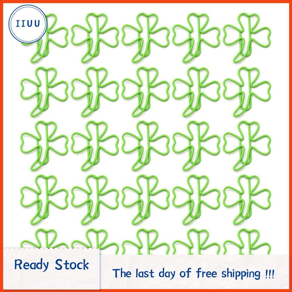 IIUU 50Pcs loại Kẹp giấy Hình cỏ ba lá Khoét lỗ Kẹp hồ sơ Bền Văn phòng phẩm Đánh dấu trang