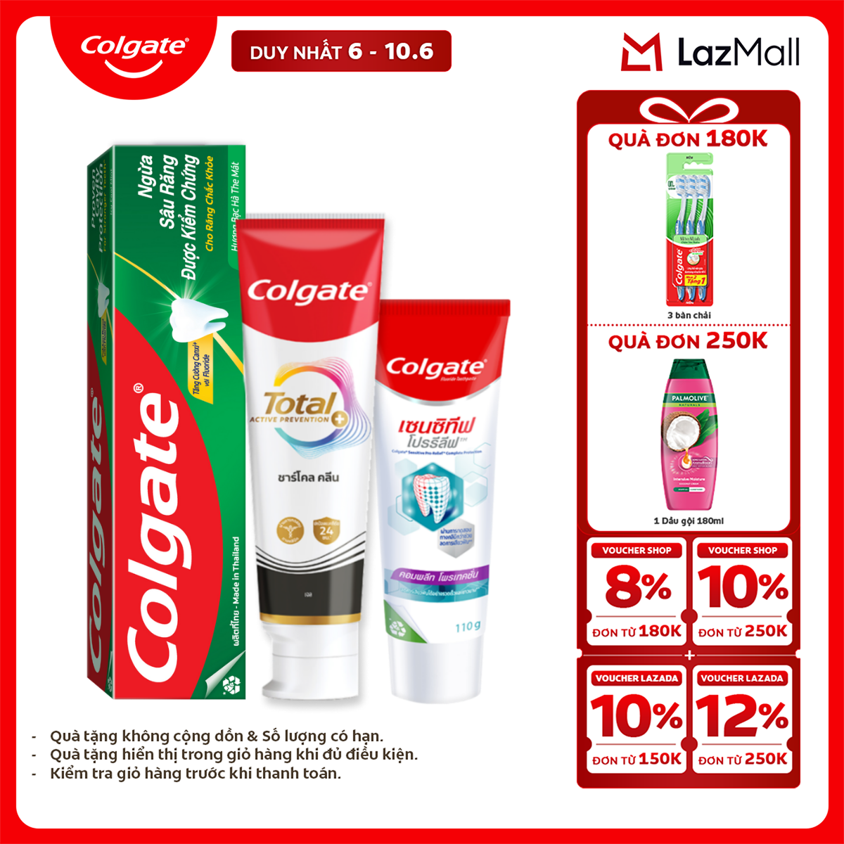 [Chỉ 6-10.6_X2 Voucher giảm 22%] Bộ sưu tập các các loại kem đánh răng Colgate hỗ trợ các vấn đề về răng miệng