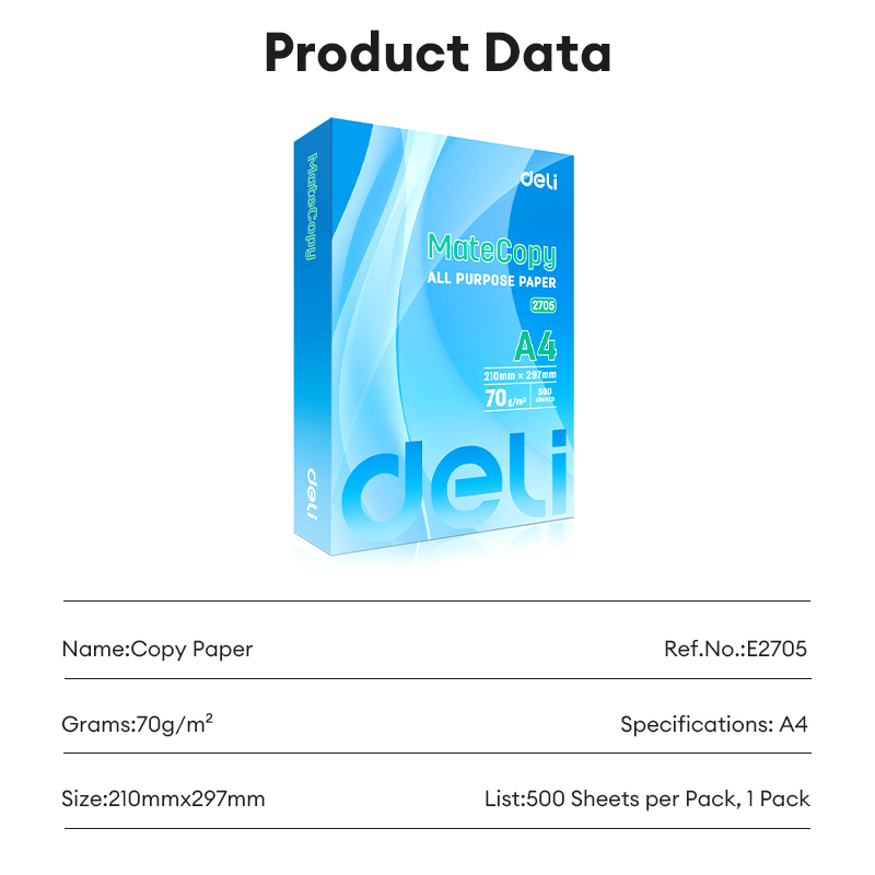 Deli Copy Paper A4 Bond Paper High Performance Short & Long Set Copy Printing Paper(500 Sheets)Short/Long/A4- 70g