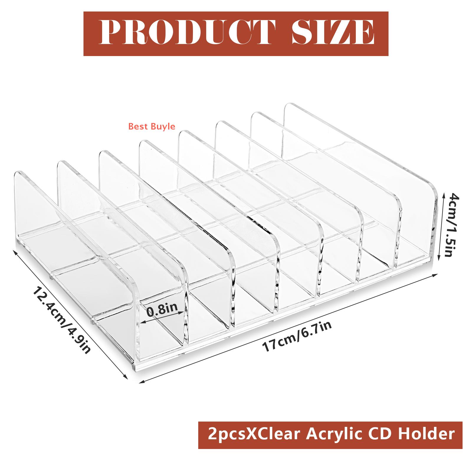 💖Best Buyle 2 pcs rõ ràng Acrylic CD chủ DVD Rack hiển thị Vinyl ghi lưu trữ đứng tổ chức 7 khe cắm CD lưu trữ hộp khay cho phương tiện truyền thông kệ