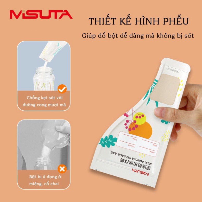 Túi trữ sữa bột MISUTA, Hộp 30 túi đựng sữa bột du lịch tiện lợi 50gram