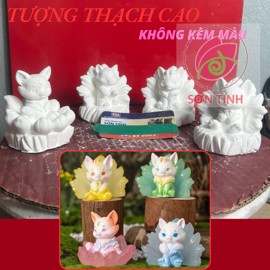 Tượng thạch cao tô màu, CỬU VỸ hồ ly CÁO 9 ĐUÔI (Không kèm màu), tô tượng đồ chơi cho trẻ