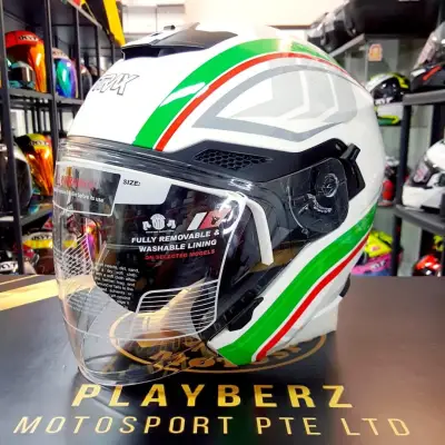 Trax TG263 Open Face Motorcycle Helmet - PSB Approved ( Pearl White-Italy)