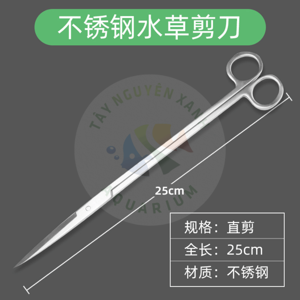 Kéo cắt thẳng, kéo cong, kéo uốn lượn chăm síc thuỷ sinh bằng thép ko gỉ 25cm
