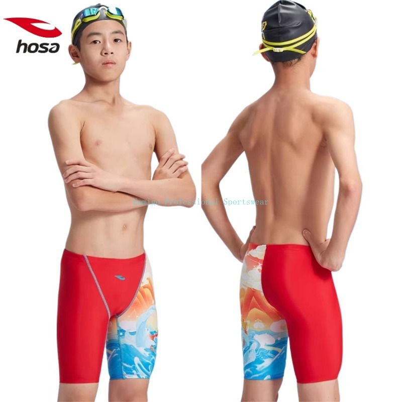 Chống-clo trẻ em Đồ bơi Racing Trunks họa tiết hoạt hình đào tạo chuyên nghiệp Quần bơi cho 3-16yrs trẻ em