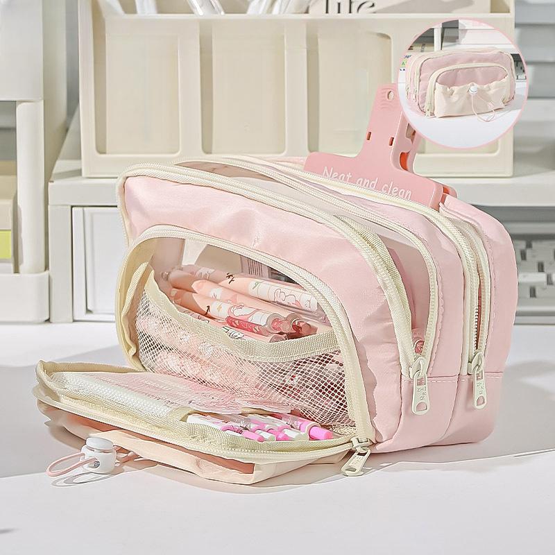 Hộp bút 5 ngăn dung tích lớn dễ thương có túi trước, túi đựng bút cho học sinh nam nữ, quà tặng trường học