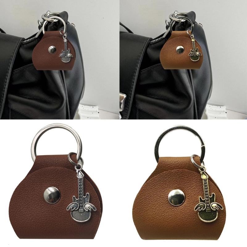 Portable Guitar Pick Box Protective Pick Holder Pick Storage Case Guitar Pick Bag Practical Pick Container PU Texture