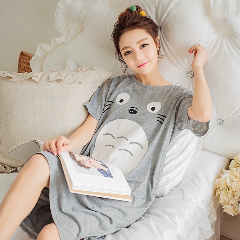 Đồ ngủ Tay Ngắn In Hoạt Hình Totoro Dễ Thương Thời Trang Mùa Hè Cho Nữ