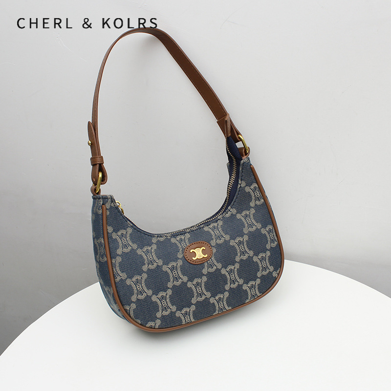 C & K Túi denim túi tote đeo vai lưỡi liềm mới