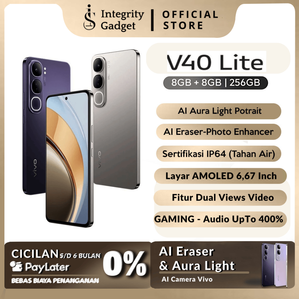 Official Vivo V40 Lite | AMOLED 120Hz | 8 + 8GB RAM | 256GB | Vivo Philippines official warranty Giá 2,799,000 Đồng*Miễn phí vận chuyển