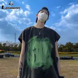 Lansboter Áo vest sát nách hợp thời trang cho nam giới mùa hè vừa rộng thể thao áo ba lỗ thiết kế in thời trang