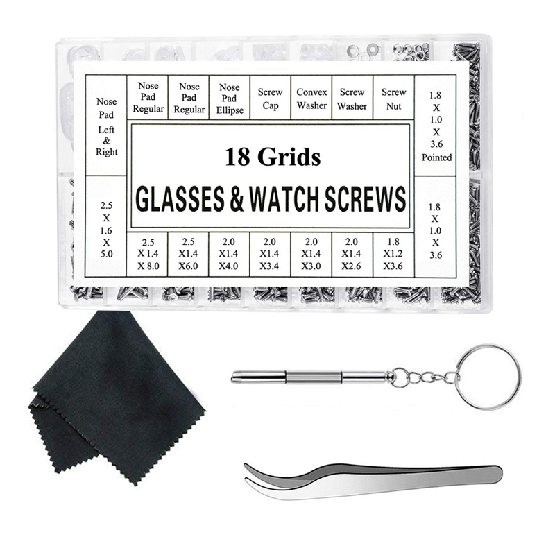 Giá bán Eyeglass Repair Kit Sunglass Glasses Repair Kit Eyeglasses Screws with 12 Pairs Nose Pad Screwdriver Tweezers Glass Cleaning Cloth for Watch Clock Spectacle Glass Repair