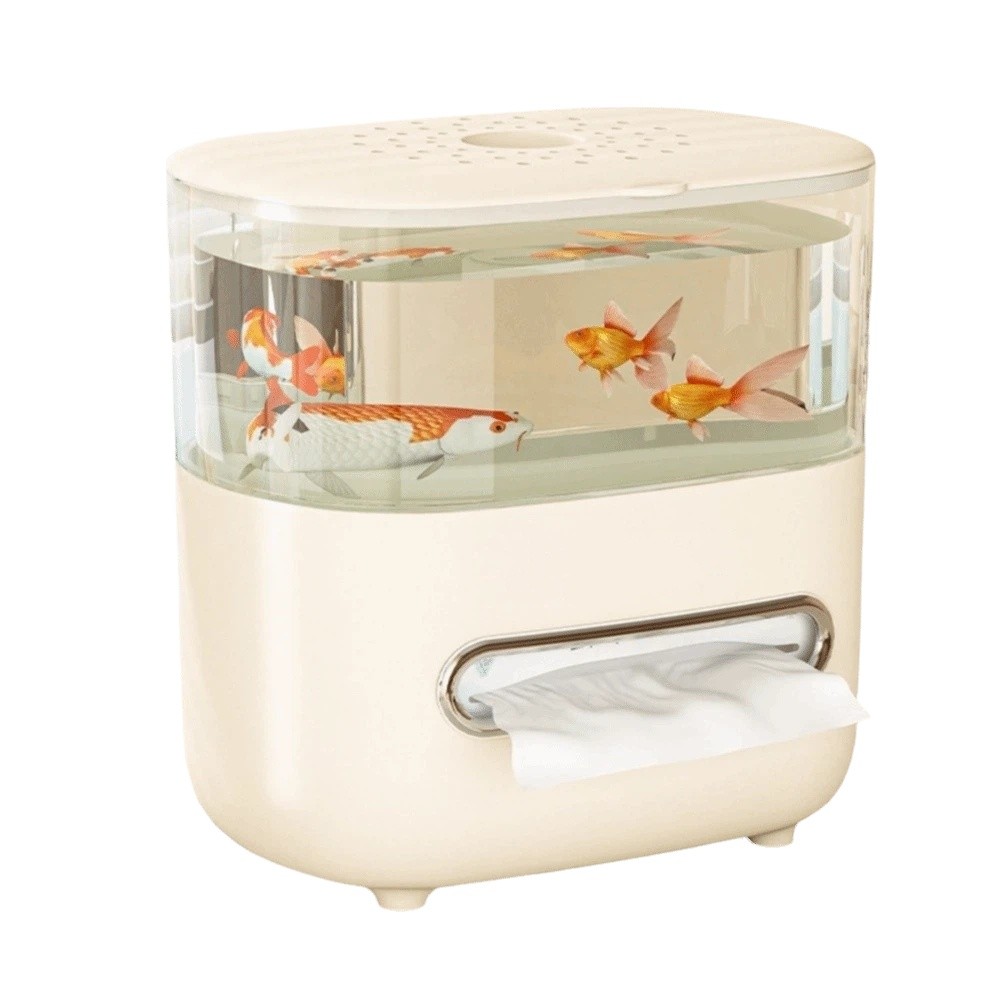 DECALE Trong suốt Máy phát giấy vệ sinh cho bể cá Chống trơn trượt Hai lớp Bể cá để bàn Trang trí Dung lượng lớn Hộp đựng đồ Phòng khách - 2