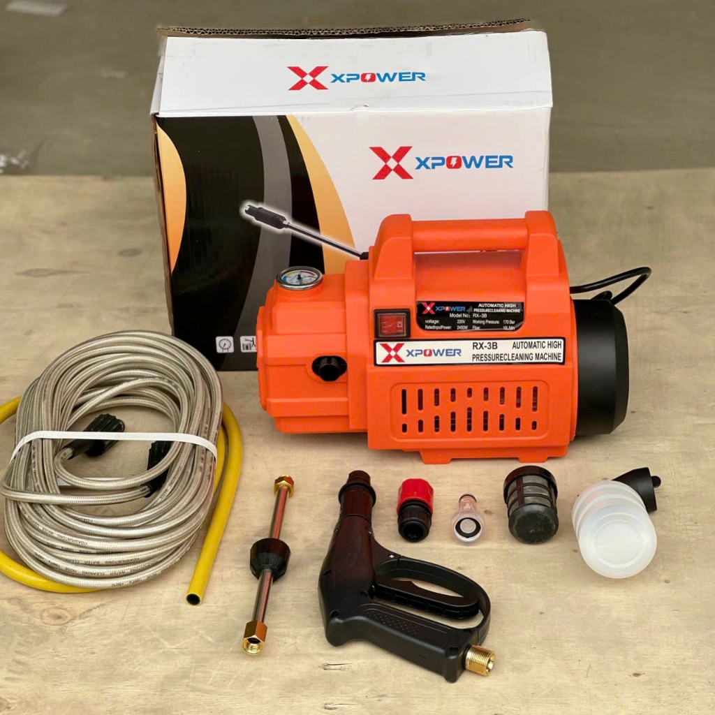 Máy rửa xe áp lực cao XPOWER RX-3B 100% lõi đồng - Máy rửa xe Mini gia đình TẶNG KÈM BÌNH TẠO BỌT