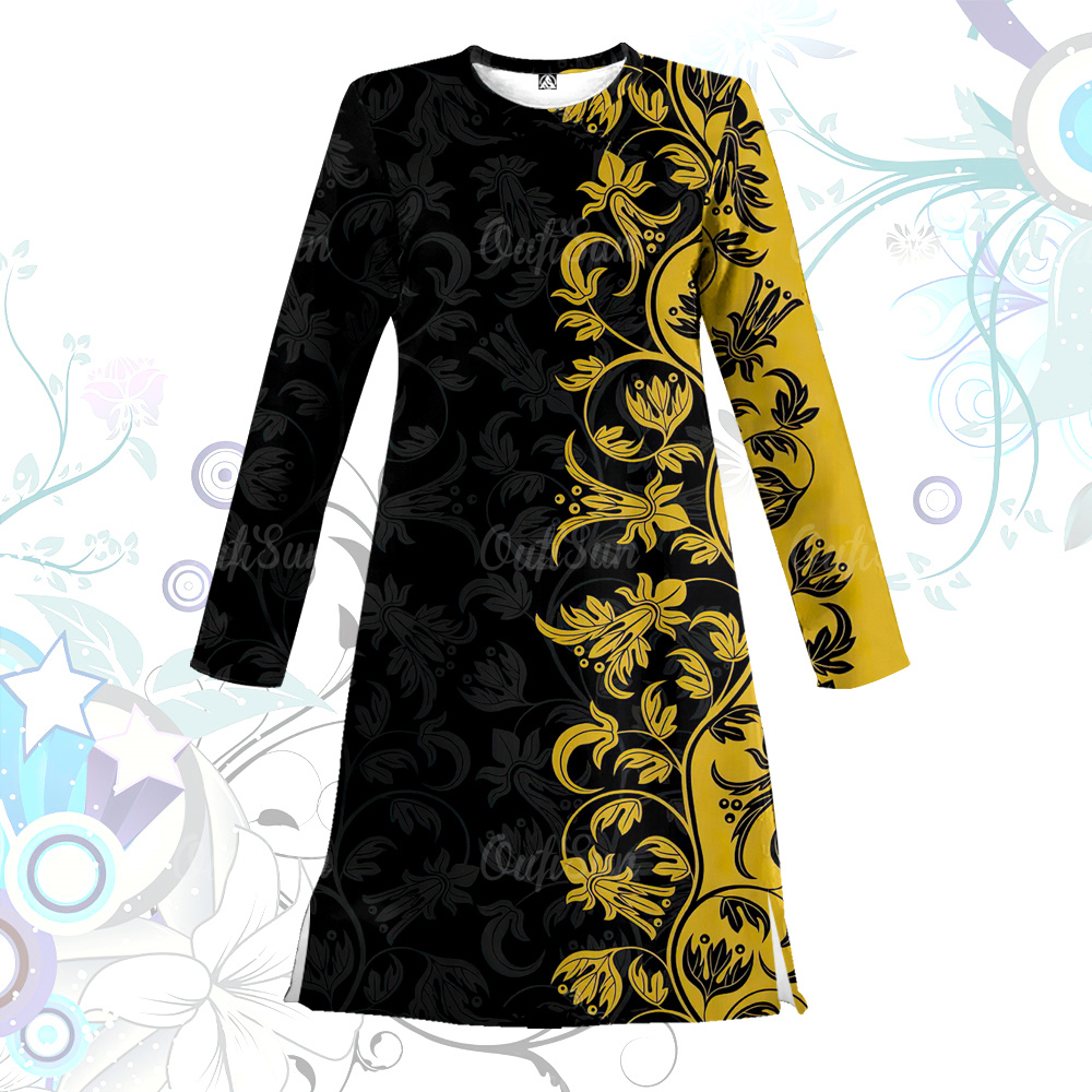 Buy Dress Muslimah Gold Black Online at a Better Price | Lazada Malaysia