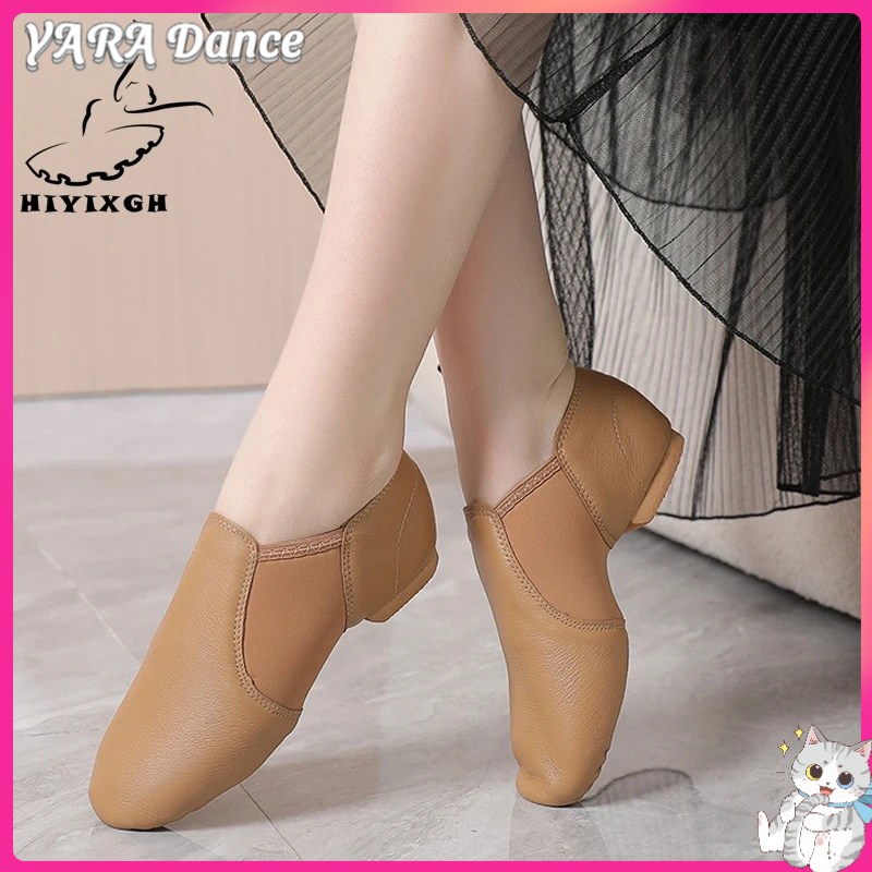 Giày nhảy Jazz da thật YARA 26-45 màu lạc đà đen đế chống trượt giày nhảy cho người lớn phù hợp cho các cô gái và phụ nữ
