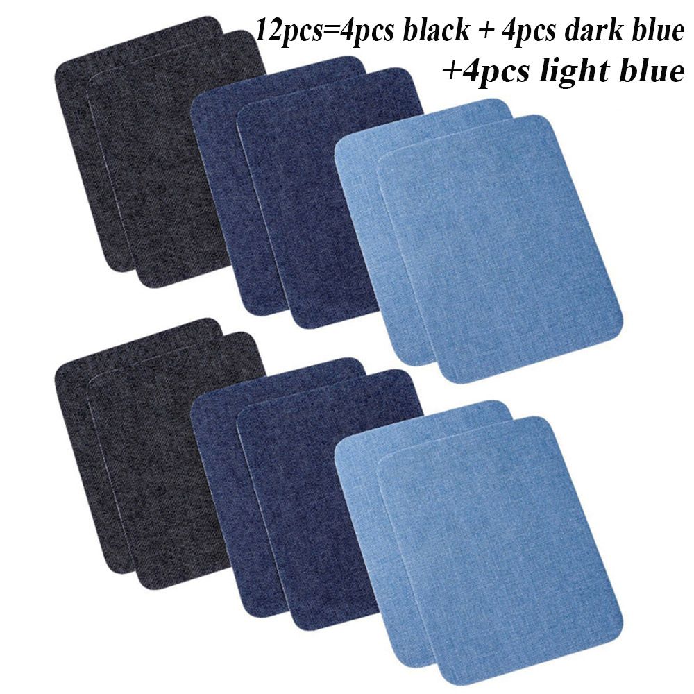 CUTE-FA 4/12PCS Pants Sewing Knee Elbow Iron-on Fabric Patch Jeans DIY