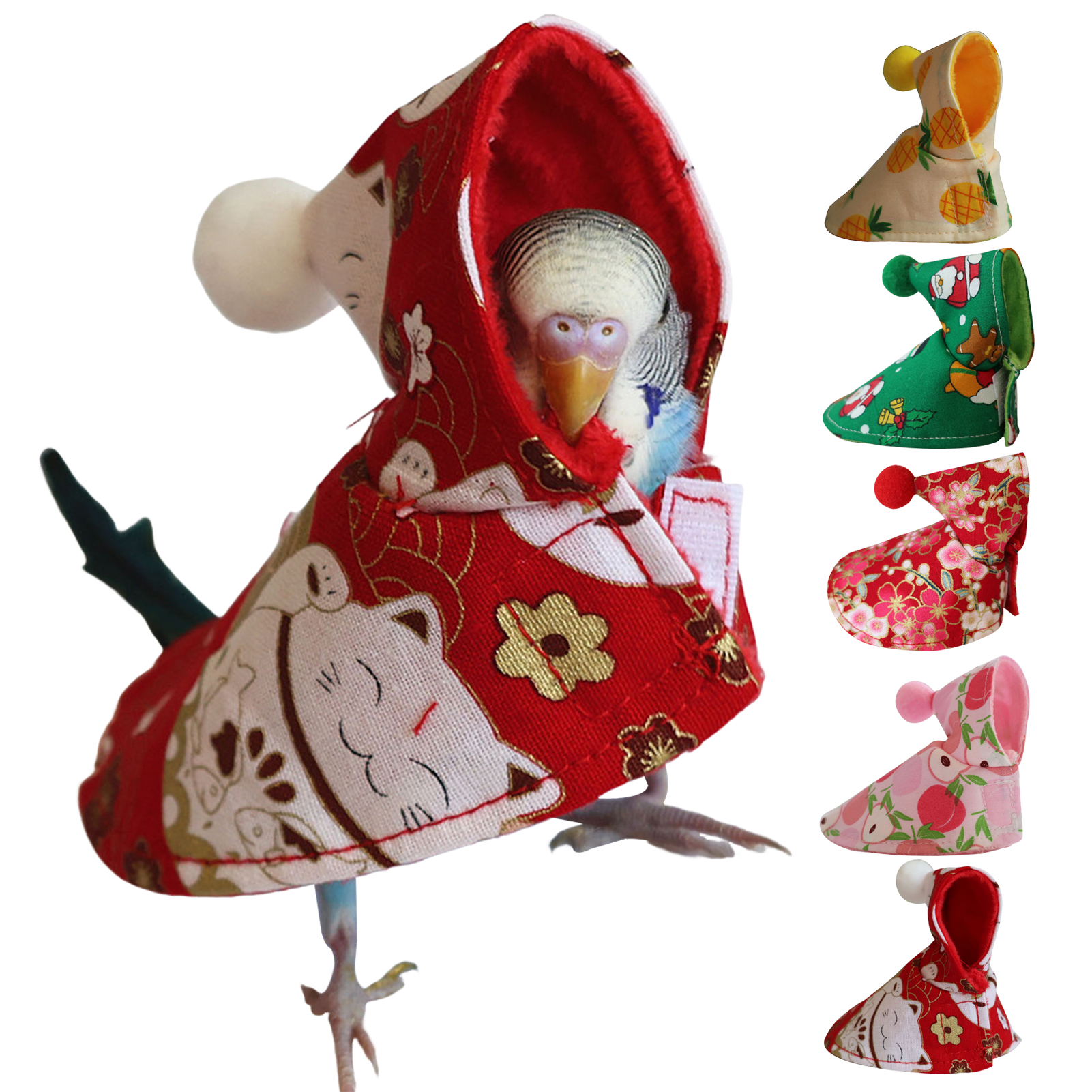 Parrot Clothes Parrot Outfit Cozy Winter Bird Shawls with Fasten Tape Closure for Outdoor Pet Protection Cute Cartoon Prints to Keep Your Pet Warm Walks