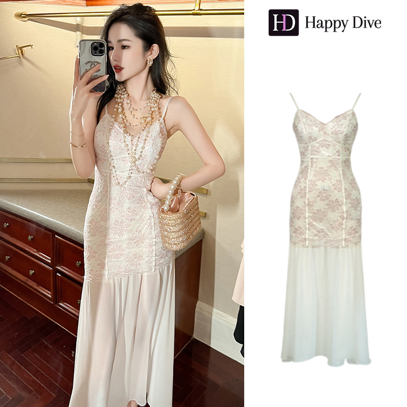 Happy Diva Women's ลูกไม้หางปลาชุดอย่างเป็นทางการปาร์ตี้งานแต่งงานเพื่อนเจ้าสาวชุดเดรส (สีชมพู / ขาว) 20479 ราคา 1,205 บาท*ส่งฟรี