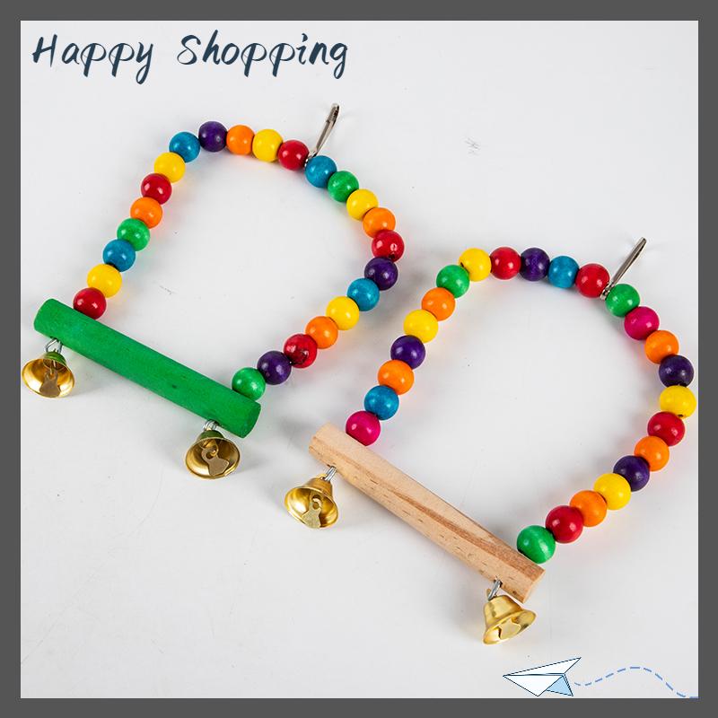 [THS Store] COD Đồ chơi đu đưa Vẹt bằng gỗ tự nhiên lồng XÍCH ĐU cá rô treo chim hạt nhiều màu