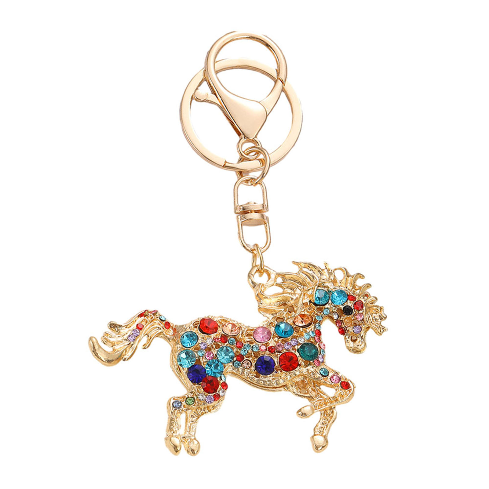 SHN xu bằng đồng yếu tố Keychain hiện đại thẩm mỹ Keychain 2026 năm của ngựa Keychain đầy màu sắc kim cương giả lấp lánh Túi đeo quyến rũ Ba lô mặt dây chuyền may mắn đồ trang trí treo lên quà tặng cho Châu Á