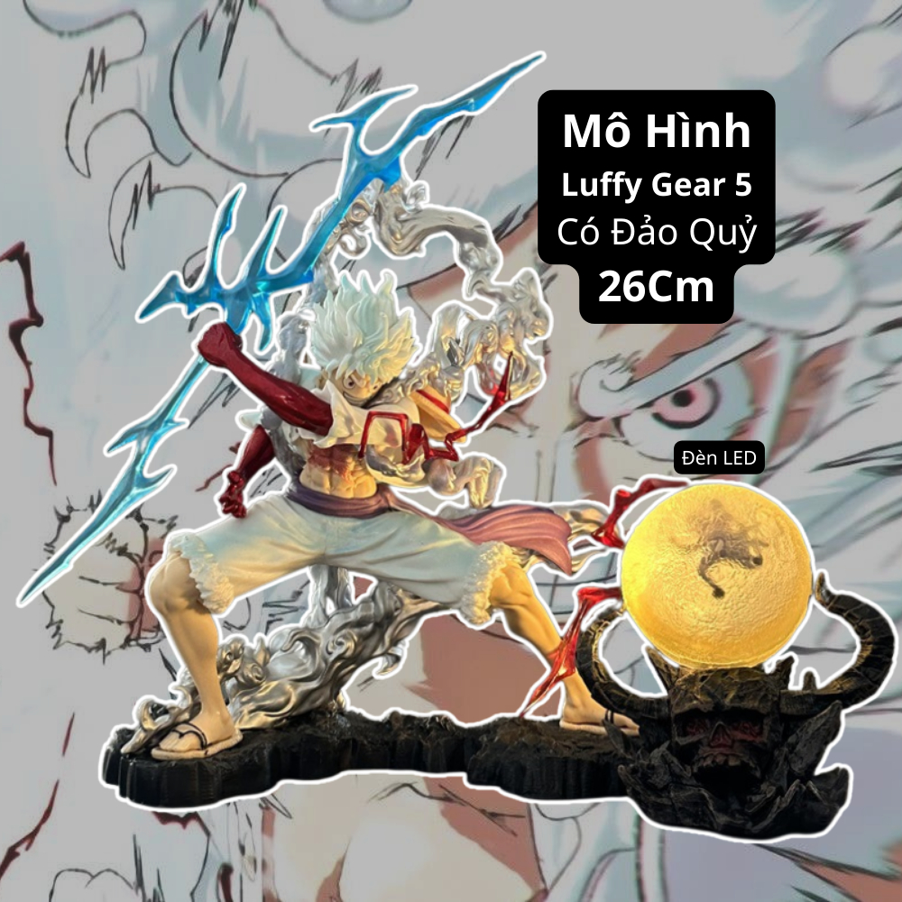 Mô hình luffy gear 5 có đảo quỷ 26cm mô hình one piece cao cấp, figure mô hình anmie one piece luffy vua hải tặc