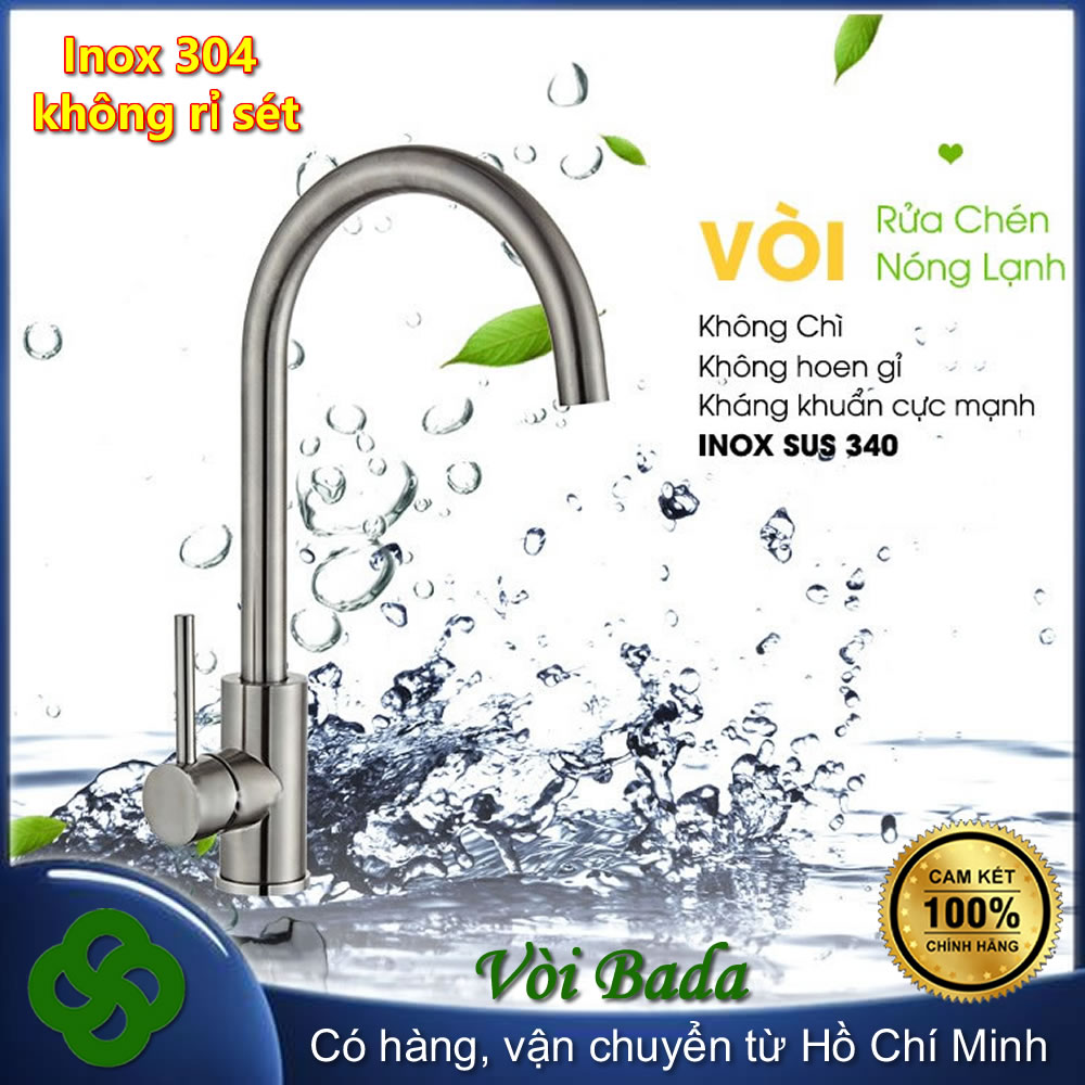 HN6205 Vòi rửa bát vòi rửa chén inox 304 gắn mặt chậu vòi nước bồn rửa chén