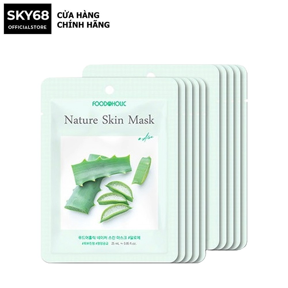 Combo 10 Mặt Nạ Nha Đam Cấp Ẩm, Phục Hồi Da Foodaholic Nature Skin Mask 23gx10 - ALOE
