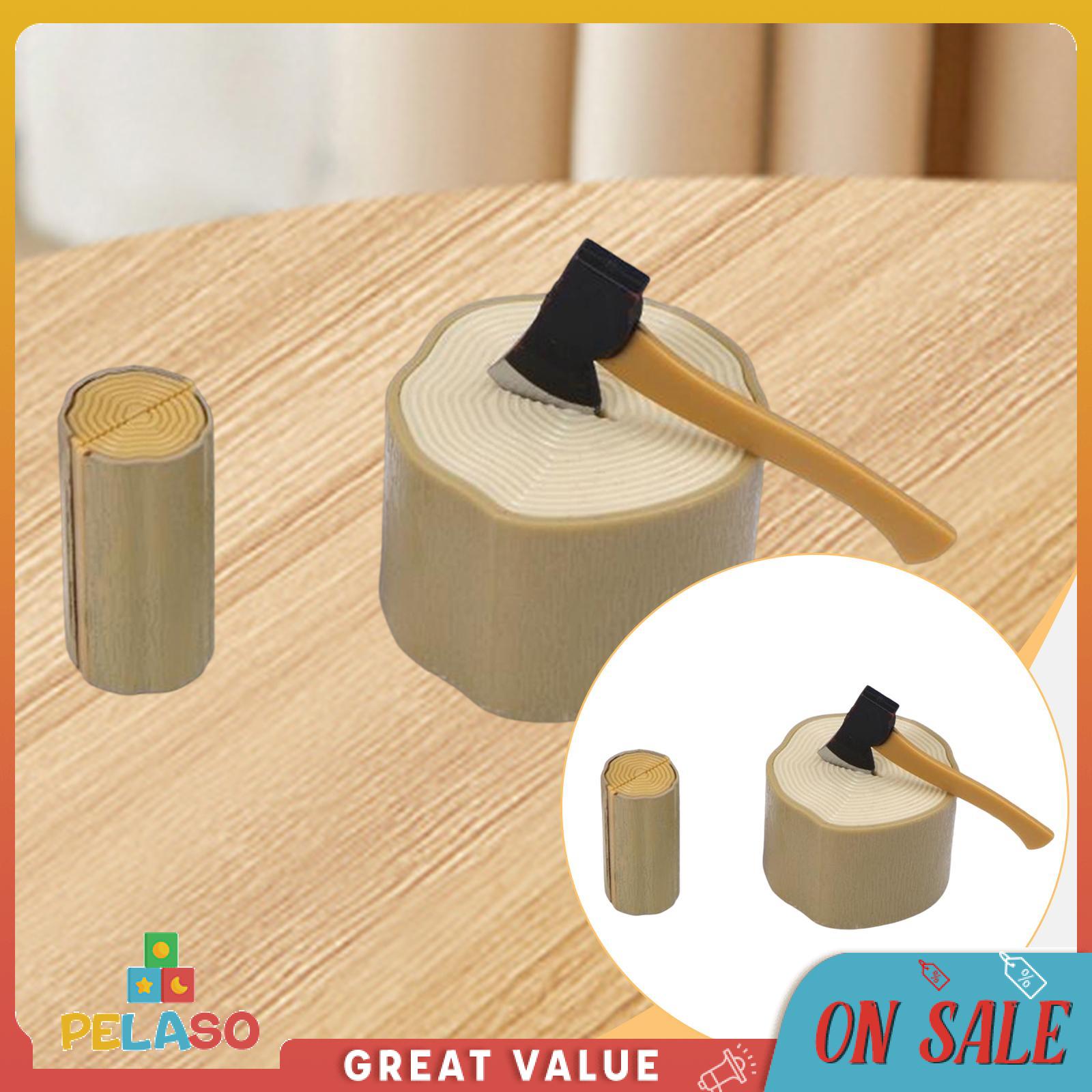 Pelaso 1/12 AXE và cổ phần bằng gỗ đặt vật trang trí cảnh quan trang trí nhà búp bê Quà Tặng thu nhỏ ngôi nhà thần tiên bộ khởi động Mô hình cây trồng trong bình thuỷ tinh