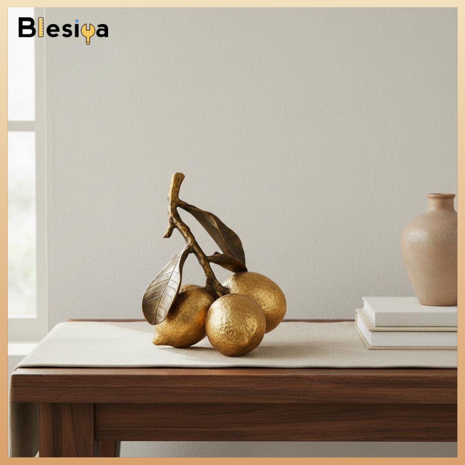Blesiya Decorative Lemon Display Textured Finish Fruit Ornament Statue Gold Decorations for Living Room Shelf Entryway ราคา 2,632 บาท*ส่งฟรี