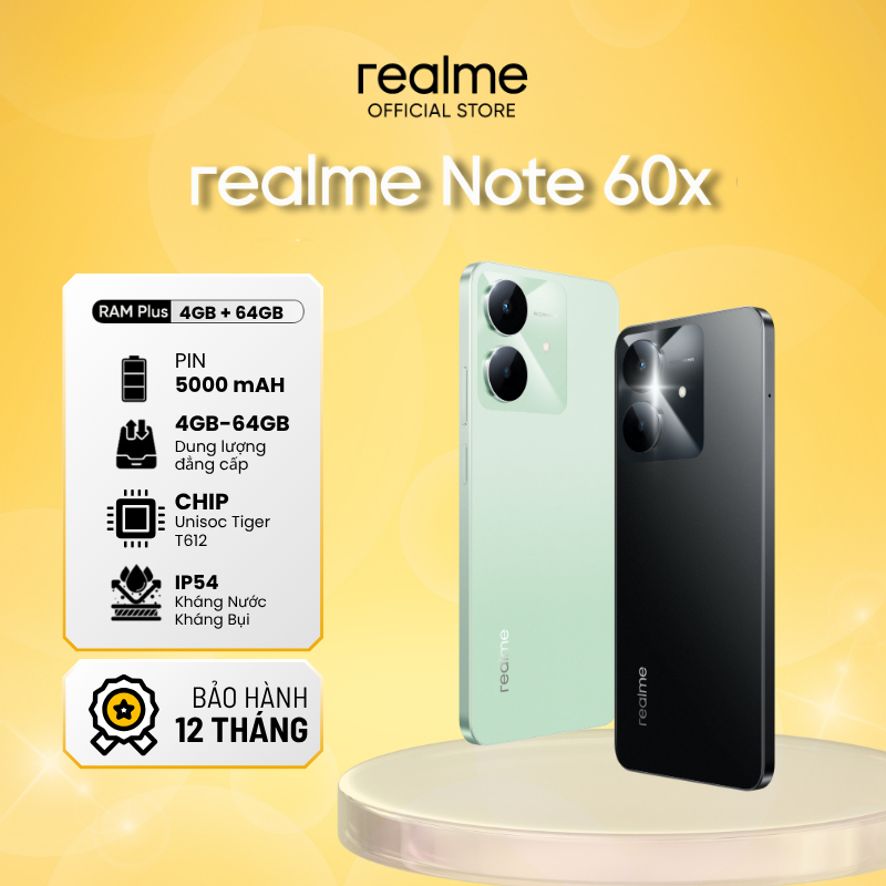 Điện thoại realme Note 60x RAM 4GB ROM 64GB Hàng Chính Hãng Mới 100% Bảo Hành 12 Tháng