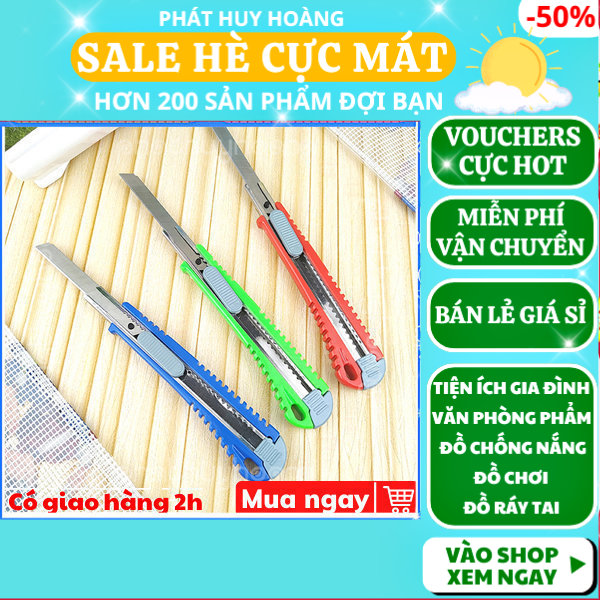 Dao rọc giấy loại vừa 9mm cực tốt, an toàn và chất lượng cao HJ-18, dao rọc giấy cao cấp 9mm, dao rạch giấy loại tốt an toàn mini, dao cắt giấy cực tốt chất lượng cao 9mm, dao an toàn rọc giấy cute mini, Phát Huy Hoàng