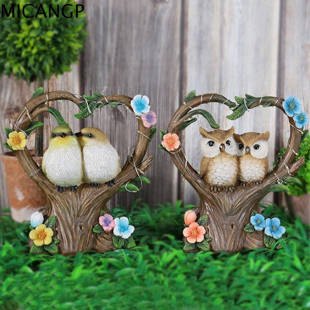 MICANGP Waterproof Couple Bird Ornament Cute Resin Lawn Lamp Crafts Creative Garden Animal Solar Light Courtyard Landscape Presyo  903 Piso*Libreng Shipping