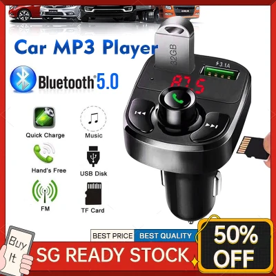 3.1A Dual USB Car Fast Charger Car Bluetooth 5.0 FM Transmitter MP3 Player Car Kit TF Card Car Quick Charge Adapter Handsfree Calling Car Accessories