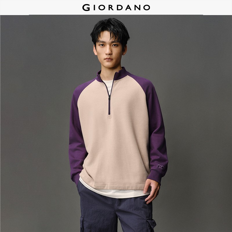 GC Men Sweatshirts Fleece Lined Thick Warm Oversized Sweatshirts Half Zip Raglan Sleeve Trendy Casual Chic Sweatshirts 12025602