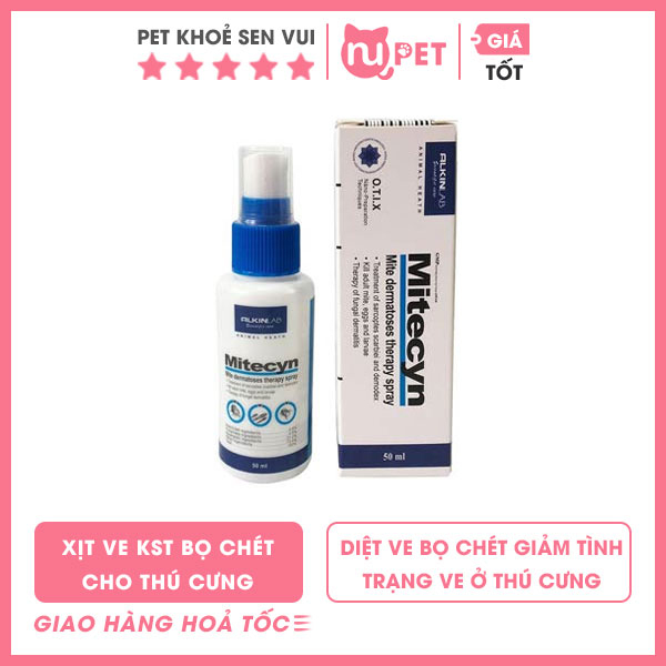 Xịt ve rận ghẻ Chó Mèo Mitecyn Hộp 50ml
