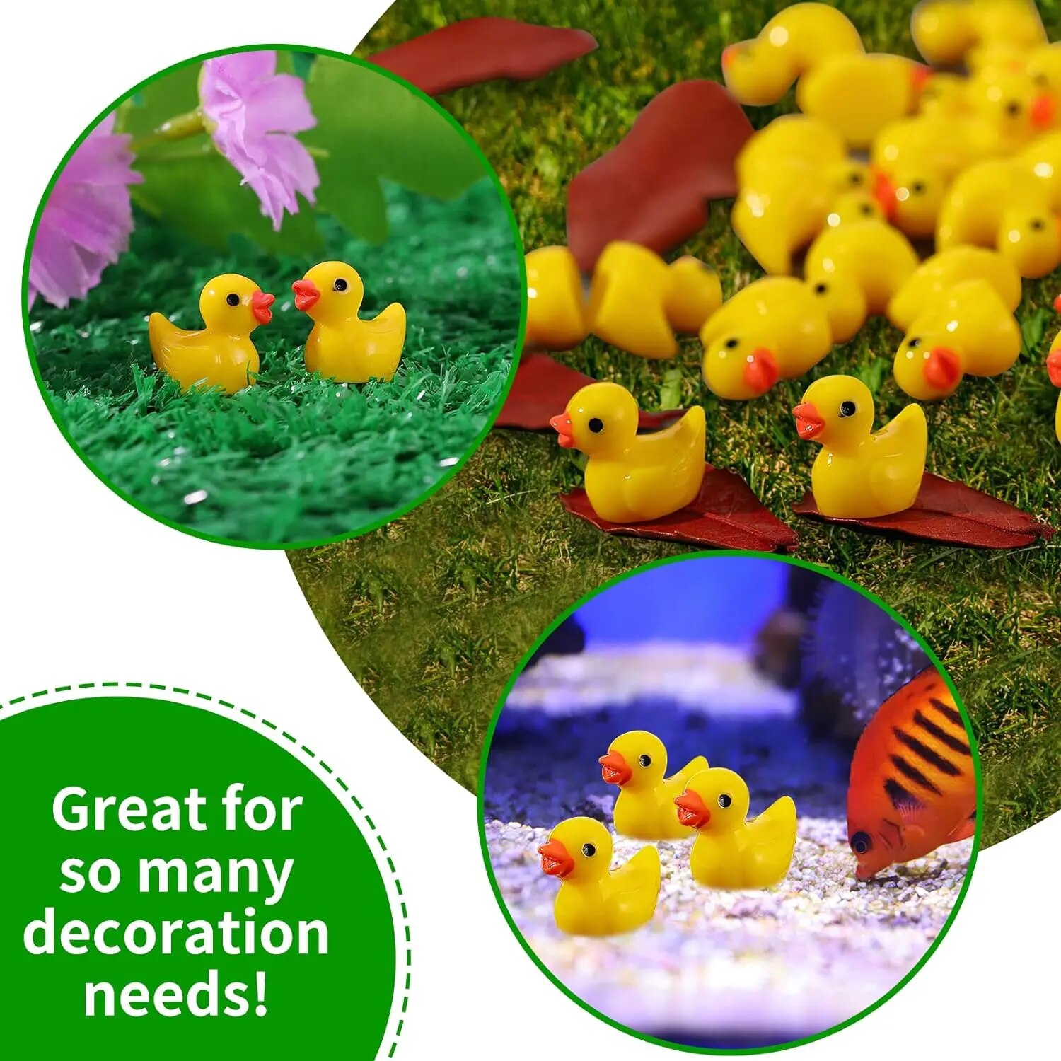 KJDLR 100Pcs Resin Mini Duck Miniature Figurines Ornaments Decor Yellow Animal Garden Crafts Tiny Duck Landscape Plants Fairy HJYER